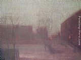 James Abbott Mcneill Whistler Paintings - Nocturne Trafalgar Square - Chelsea Snow by James Abbott McNeill Whistler